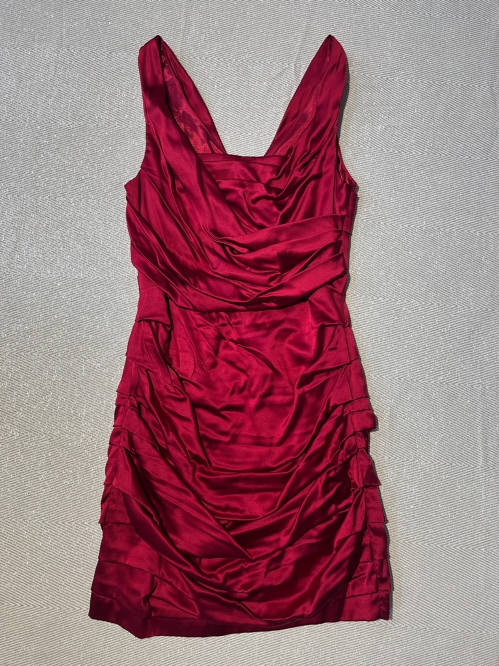 Express Sleeveless Rouched Satin Mini Dress - Wine Red Size 8